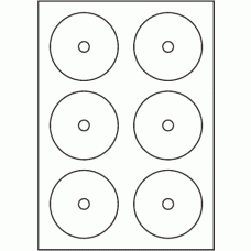 815 - A3 Label Size 115mm dia CD/DVD - 6 labels per sheet 