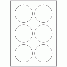 593 - Label Size 80mm dia - 6 labels per sheet 