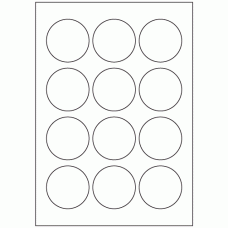 665 - Label Size 57mm Dia - 12 labels per sheet 