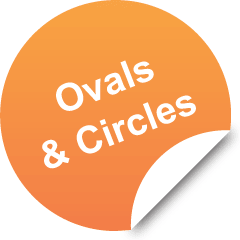 We offer labels diecut into ovals and circles