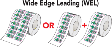 Wide edge leading - labels on rolls